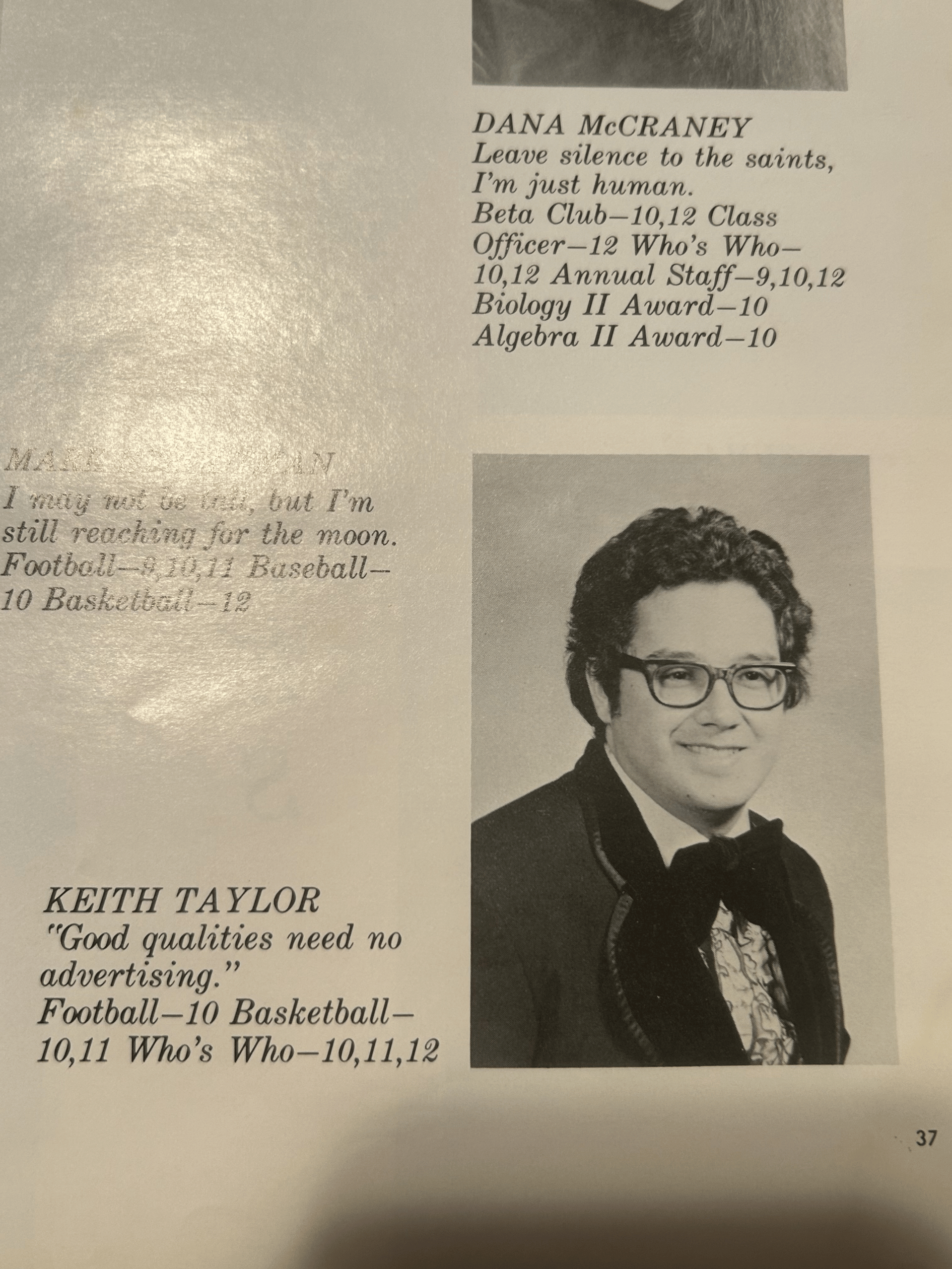 Keith Taylor senior yearbook photo